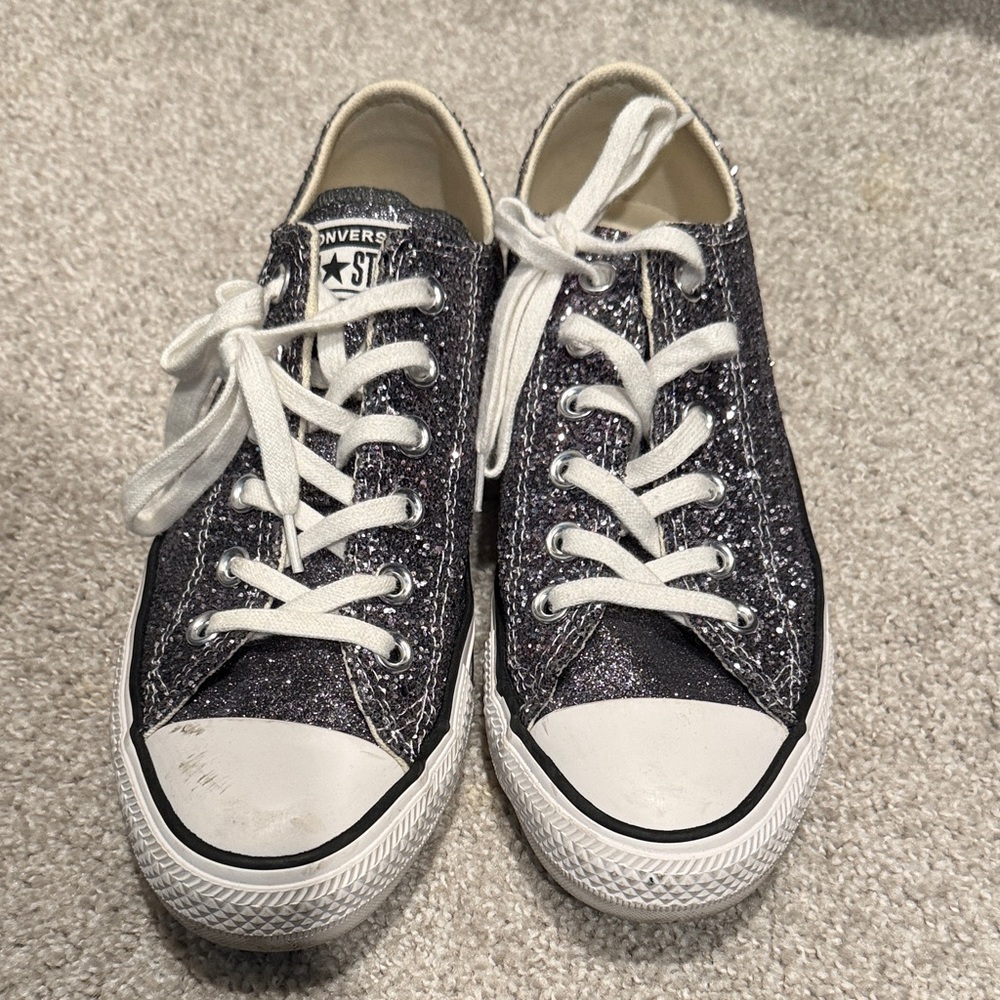 Converse Glittery Black and White Sneakers